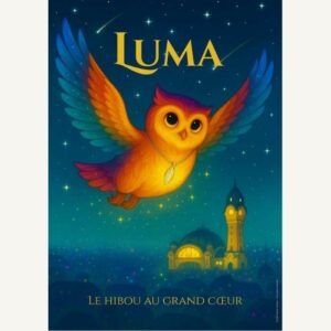 Affiche décorative de Luma, le hibou au grand cœur